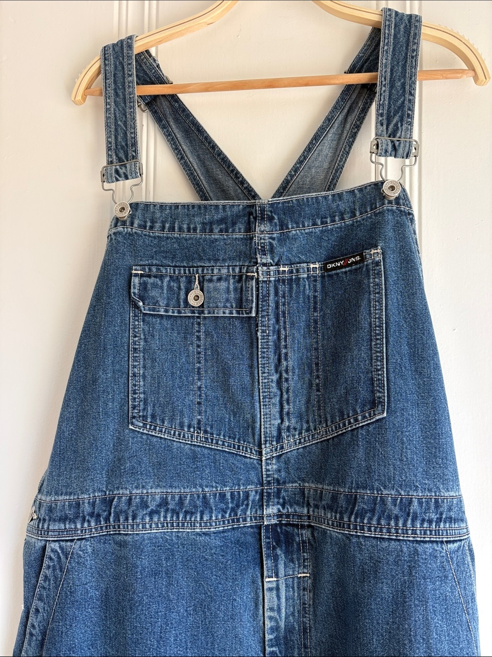 Vintage DKNY Jeans Classic Dark Blue Denim Overalls - Picture 3 of 12